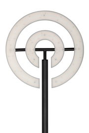 Moderner LED-Deckenfluter mit kreisförmigem Design, frontal abgebildet.