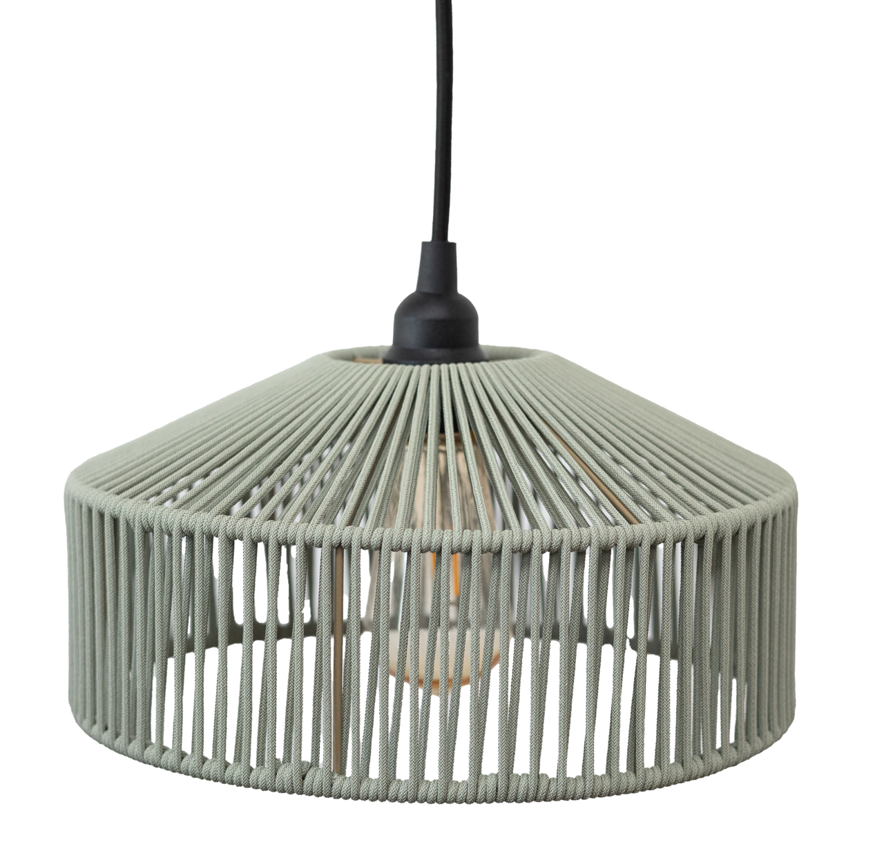 New Garden Outdoor-Hängeleuchte CALABARDINA Outdoor-Hängeleuchte mit modernem, geflochtenem Design in seitlicher Perspektive