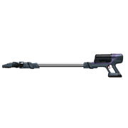 Seitliche Ansicht eines modernen Bodenstaubsaugers mit langem Saugrohr und ergonomischem Griff.