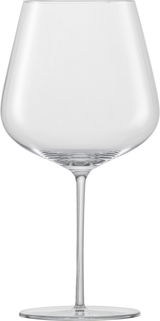 Burgunder Rotweinglas Vervino, seitliche Ansicht, elegantes Design mit langem Stiel und breitem Kelch.