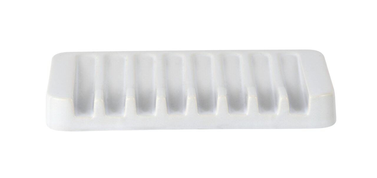 Schöner Wohnen Seifenablage ADINE Weiße Keramik Seifenablage Adine mit Rillenstruktur, Ansicht von vorne.