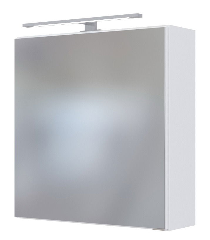 Moderner Spiegelschrank mit LED-Beleuchtung, seitliche Perspektive