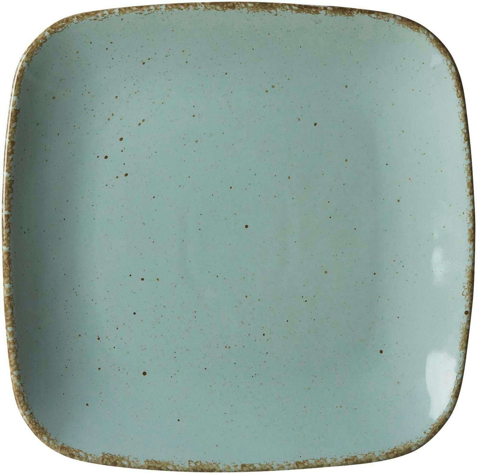 Ritzenhoff & Breker Dessertteller 22cm CASA eckig blau Blauer quadratischer Dessertteller mit gesprenkeltem Design, Draufsicht