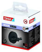 Zwarte badjashaak tesa MOON BLACK van mat metaal, verpakt in een doos, vooraanzicht