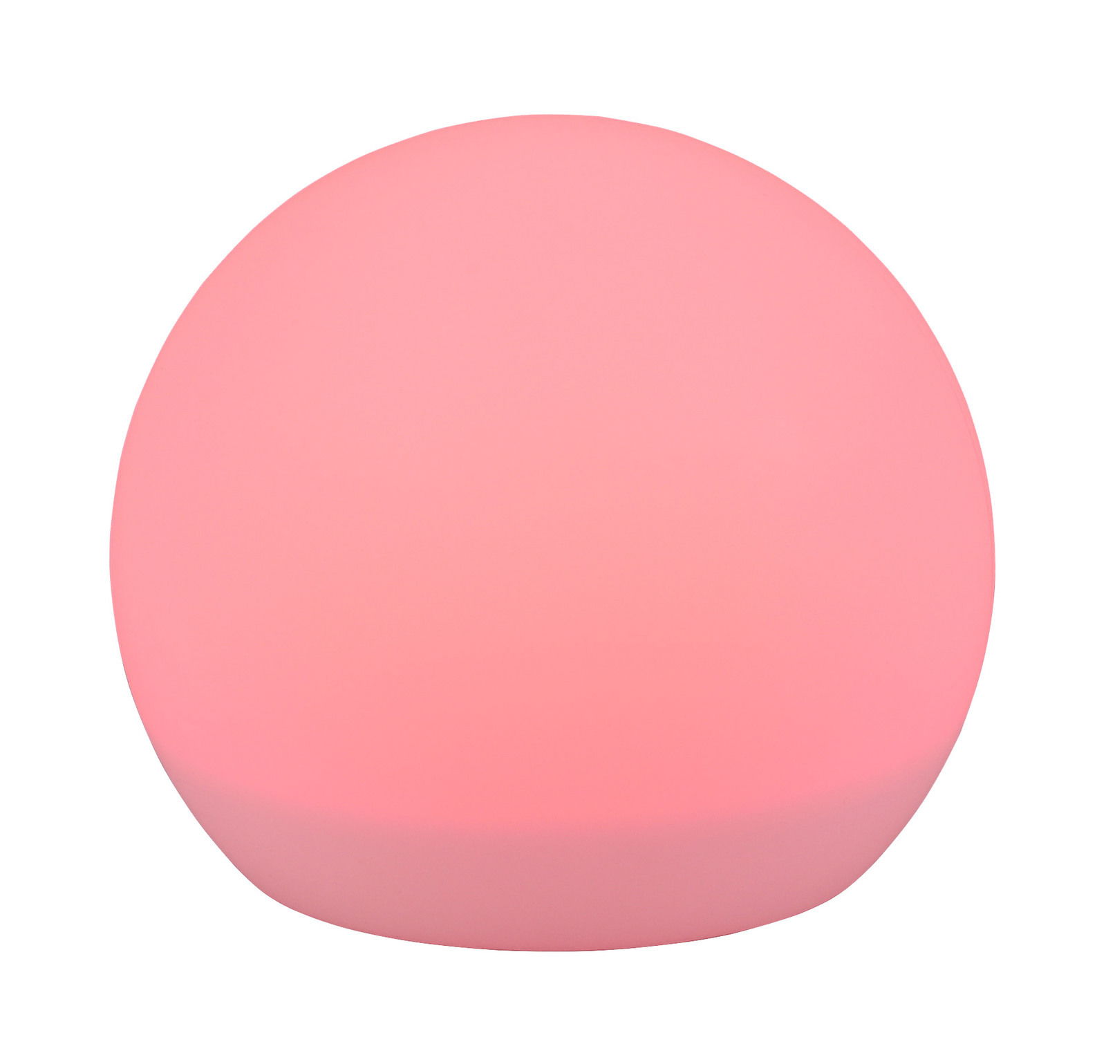 Rosa leuchtende Solar-Außenleuchte MELO in Kugelform, frontal betrachtet.