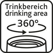 Symbol für einen Thermobecher mit 360-Grad-Trinkbereich, Draufsicht