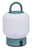 Tragbare Lampe in Smokey Teal mit Griff, seitliche Perspektive