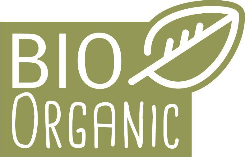 Grünes Bio-Organic-Logo mit Blattmotiv, Vorderansicht