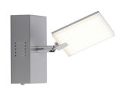 Moderne Wandleuchte aus Aluminium mit rechteckigem, schwenkbarem Leuchtkörper, seitliche Perspektive