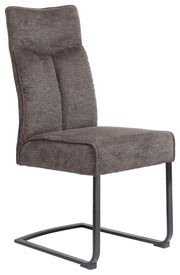 Freischwinger Stuhl in grauem Stoffbezug, seitliche Perspektive