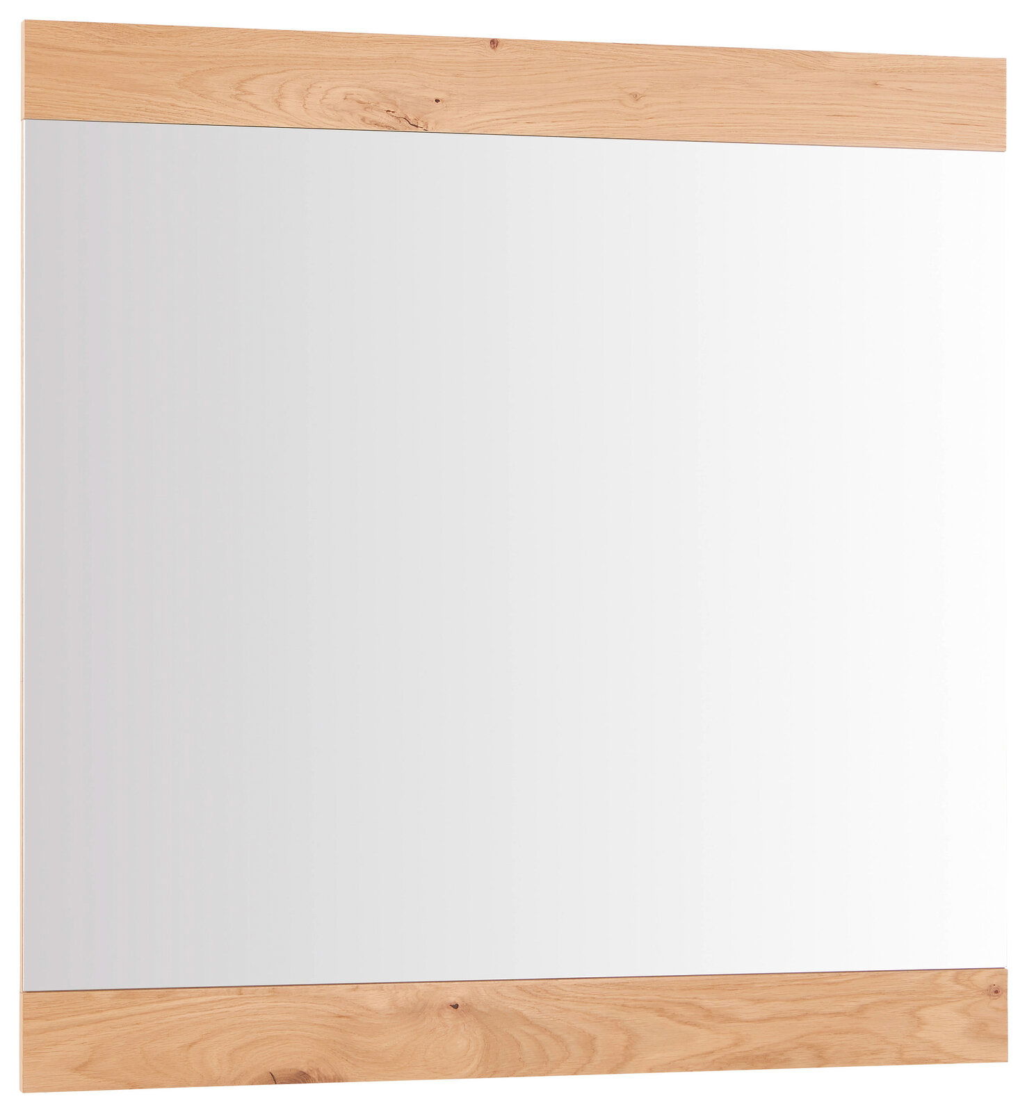 Moderner Spiegel mit Holzrahmen, Frontalansicht