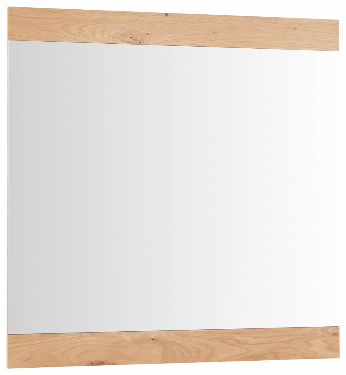 Moderner Spiegel mit Holzrahmen, Frontalansicht