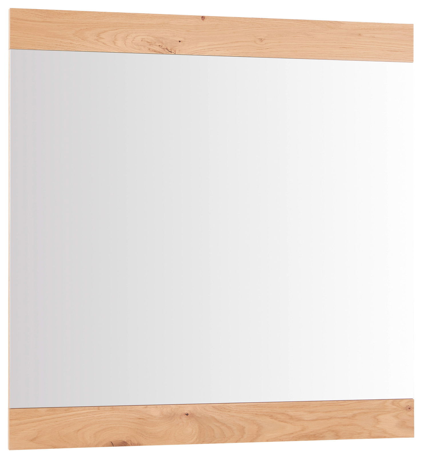 Moderner Spiegel mit Holzrahmen, Frontalansicht