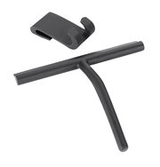 Schwarzer Badezimmerwischer aus Silikon mit Wandhalterung, Ansicht von oben.