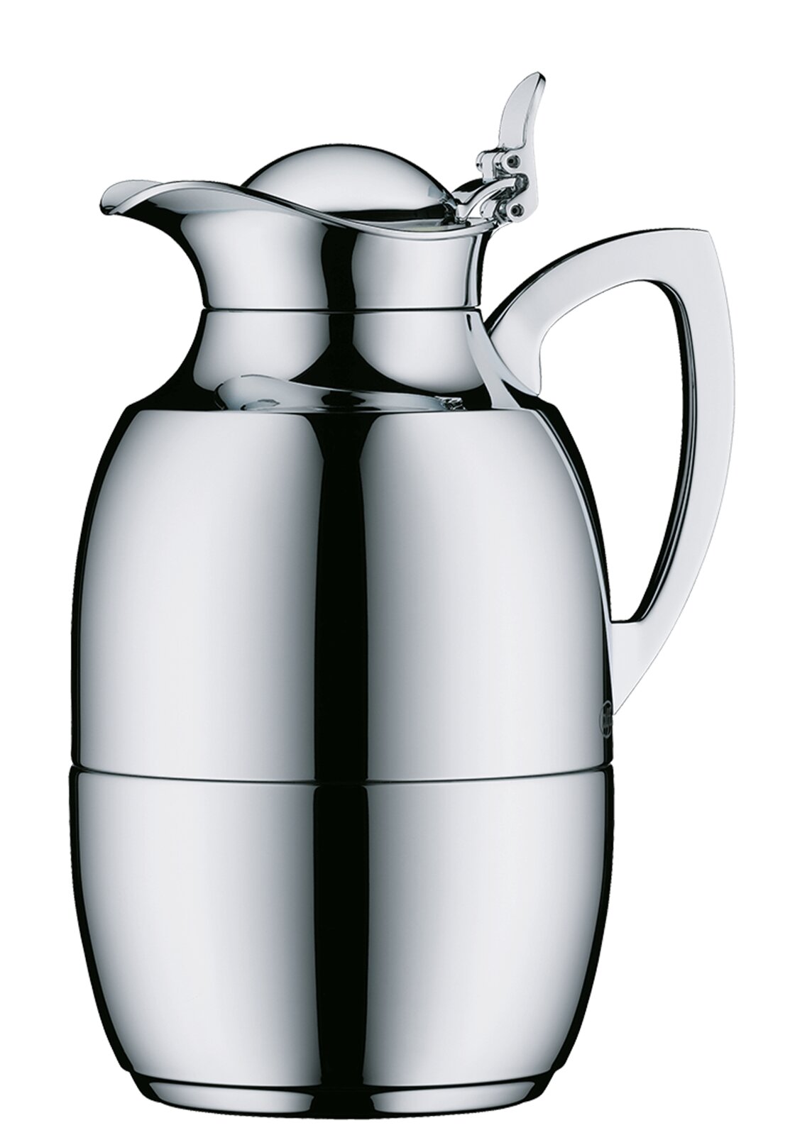 Alfi Isolierkanne JUWEL Elegante Isolierkanne Juwel aus glänzendem Metall, seitliche Perspektive