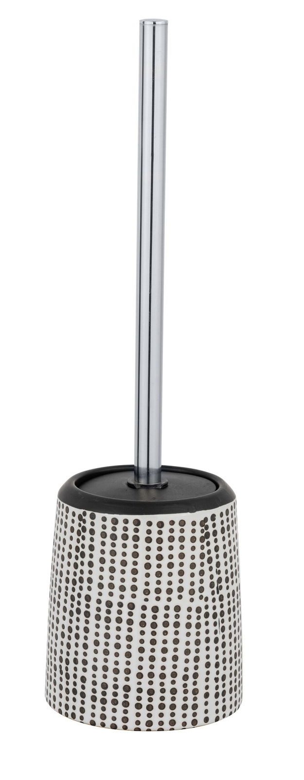 Schöner Wohnen WC-Garnitur WC-Garnitur in schwarz/weiß mit Punktmuster, seitliche Perspektive