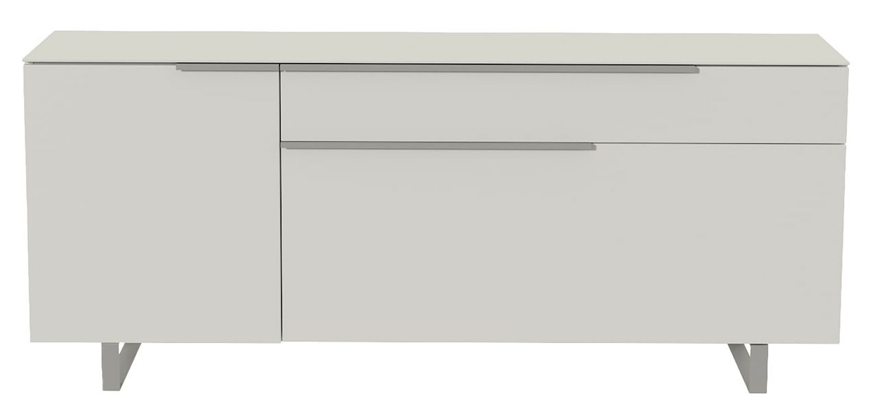 Moderano TV-Lowboard BORMIO Modernes TV-Lowboard in Weiß mit zwei Türen und einer Schublade, frontale Ansicht