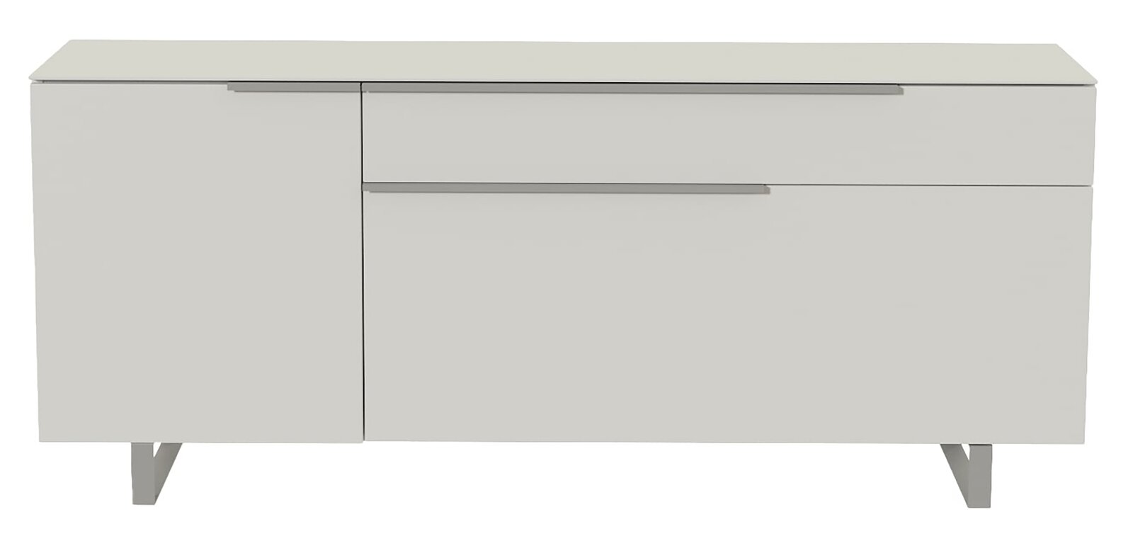Moderano TV-Lowboard BORMIO Modernes TV-Lowboard in Weiß mit zwei Türen und einer Schublade, frontale Ansicht