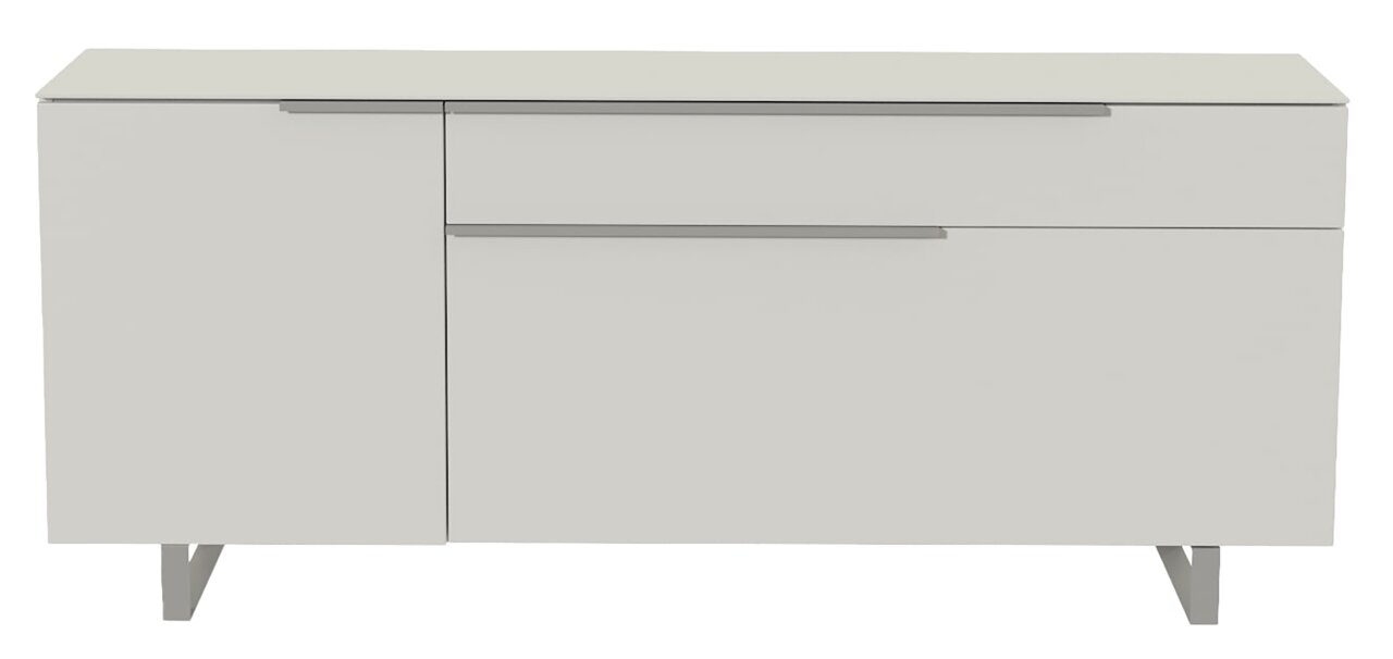Moderano TV-Lowboard BORMIO Modernes TV-Lowboard in Weiß mit zwei Türen und einer Schublade, frontale Ansicht