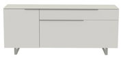 Modernes TV-Lowboard in Weiß mit zwei Türen und einer Schublade, frontale Ansicht