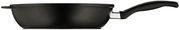 Schwarze Schmorpfanne 28cm mit langem Griff, Seitenansicht