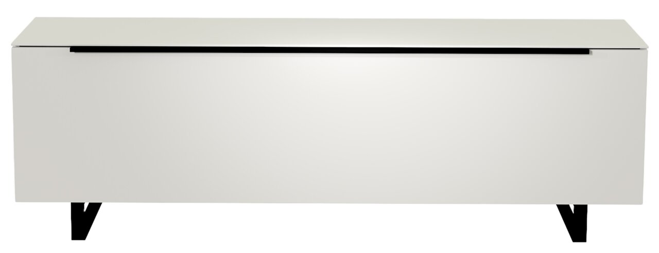 Moderano TV-Lowboard BORMIO Modernes TV-Lowboard in Weiß mit schwarzem Akzent, frontale Ansicht
