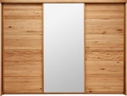 Schwebetürenschrank aus Holz mit mittigem Spiegel, Frontalansicht