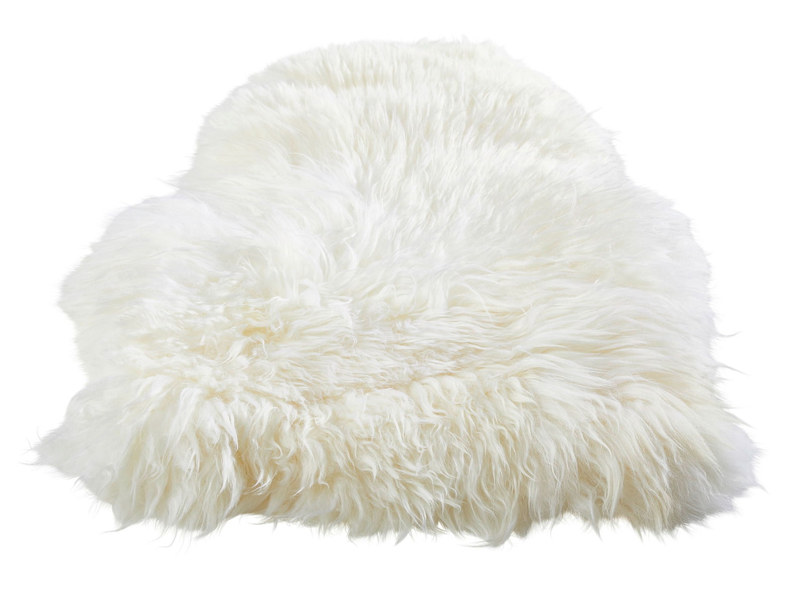 Weißes Lammfell Patchwork, ca. 45x65 cm, aus der Vogelperspektive fotografiert.