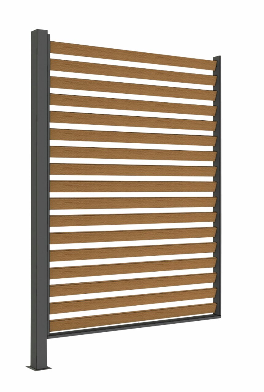 Siena Garden Sichtschutz Holzoptik SCHATTENMANUFAKTUR Sichtschutz in Holzoptik mit horizontalen Lamellen, seitliche Perspektive