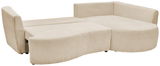 Beiges Ecksofa AVIANO mit Ottomane rechts, perspektivisch von vorne links gesehen.