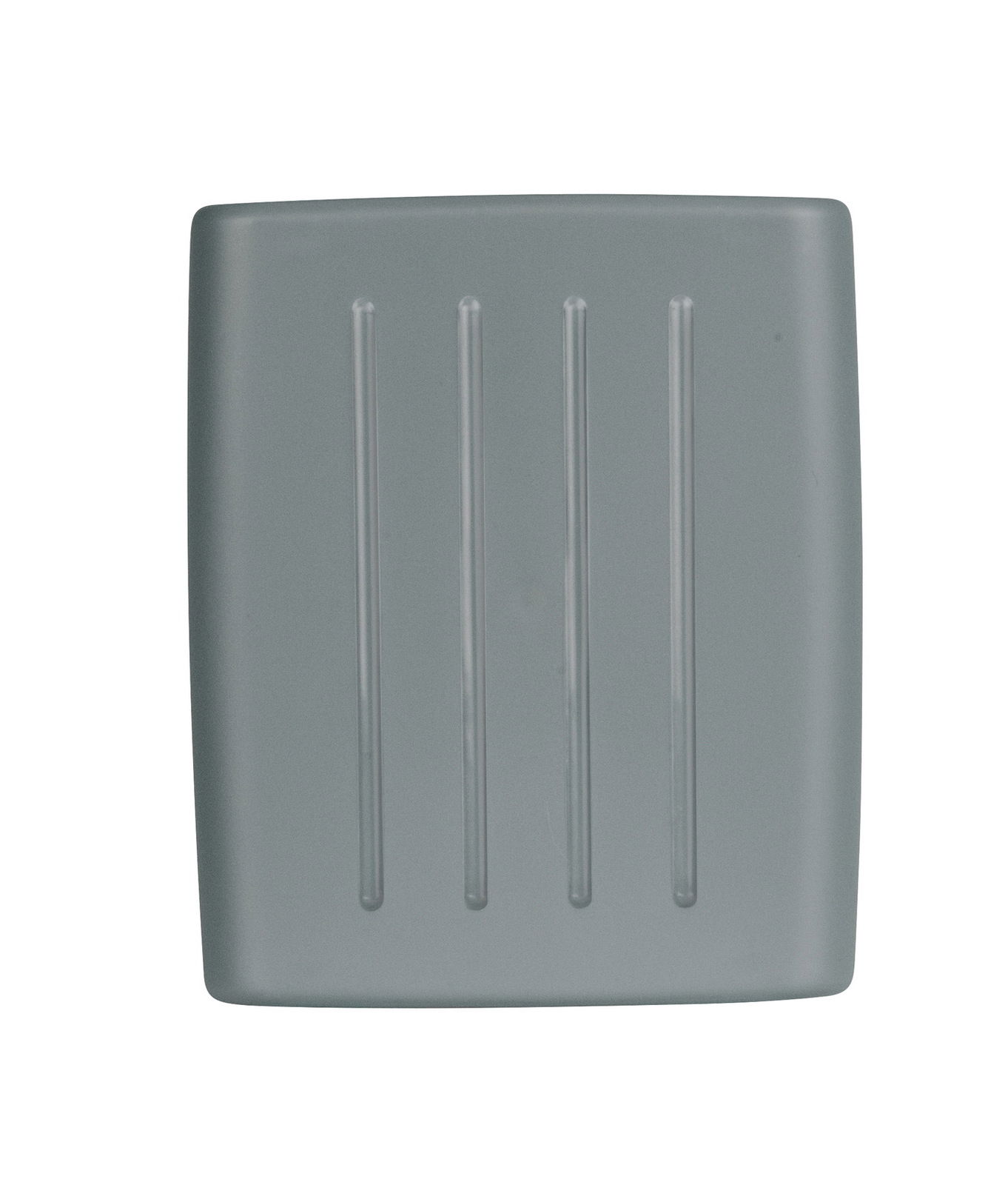 Draufsicht auf einen grauen Badhocker Kumba mit vier vertikalen Rillen auf der Sitzfläche.