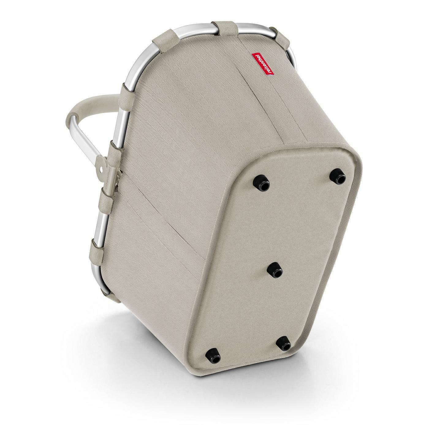 Carrybag in Herringbone Sand von unten mit stabilen Standfüßen und Aluminiumrahmen