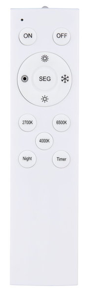 Fernbedienung für Deckenleuchte mit Tasten für Ein/Aus, Helligkeit, Farbtemperatur und Timer, Vorderansicht