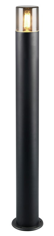 Schwarzer Pfosten HOOSIC mit leuchtendem Licht, frontal betrachtet