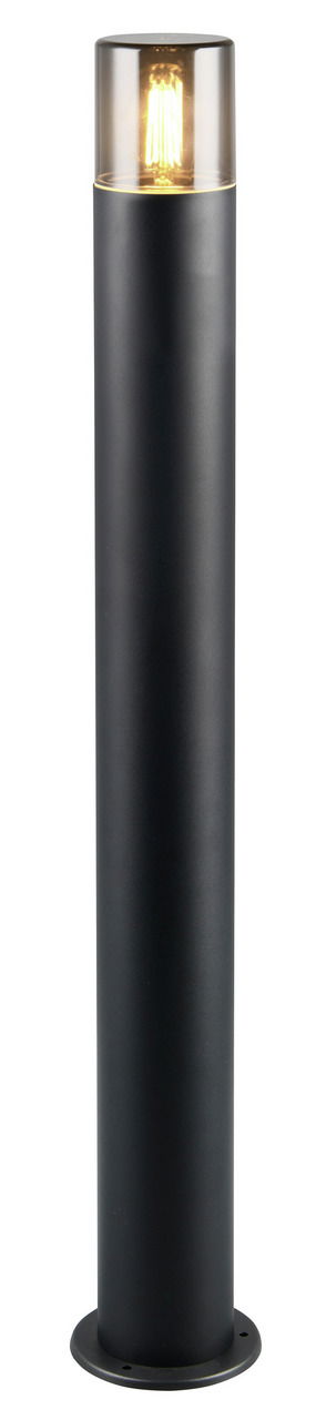 Schwarzer Pfosten HOOSIC mit leuchtendem Licht, frontal betrachtet