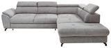 Graues Ecksofa Stylife MAROLA mit verstellbaren Kopfstützen, Vorderansicht