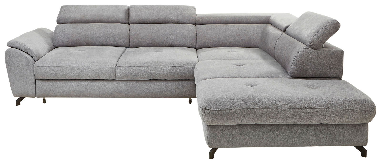 Graues Ecksofa Stylife MAROLA mit verstellbaren Kopfstützen, Vorderansicht