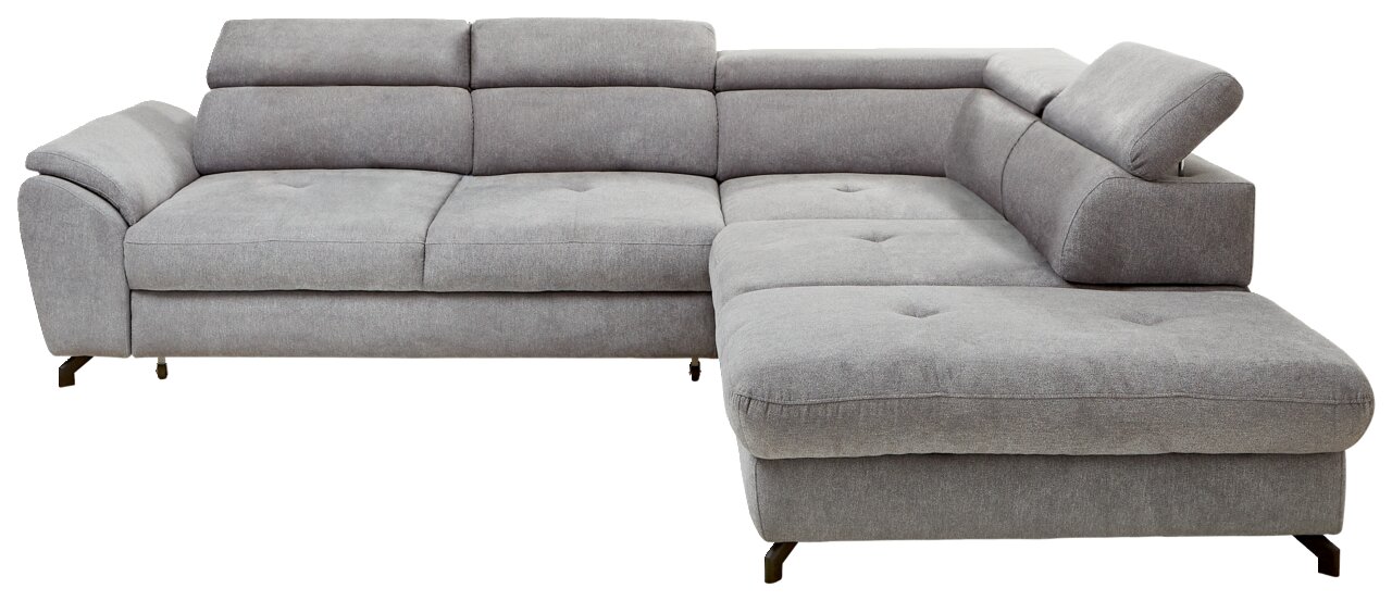 Graues Ecksofa Stylife MAROLA mit verstellbaren Kopfstützen, Vorderansicht