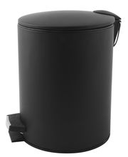 Schwarzer Treteimer mit 3 Litern Fassungsvermögen, seitliche Perspektive