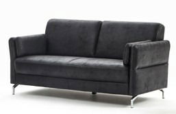 Dreiersofa Oklahoma in dunklem Stoff, seitliche Perspektive