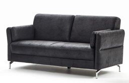 Dreiersofa Oklahoma in dunklem Stoff, seitliche Perspektive
