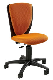Oranje kinder- en jeugdstoel met zwart frame, zijaanzicht