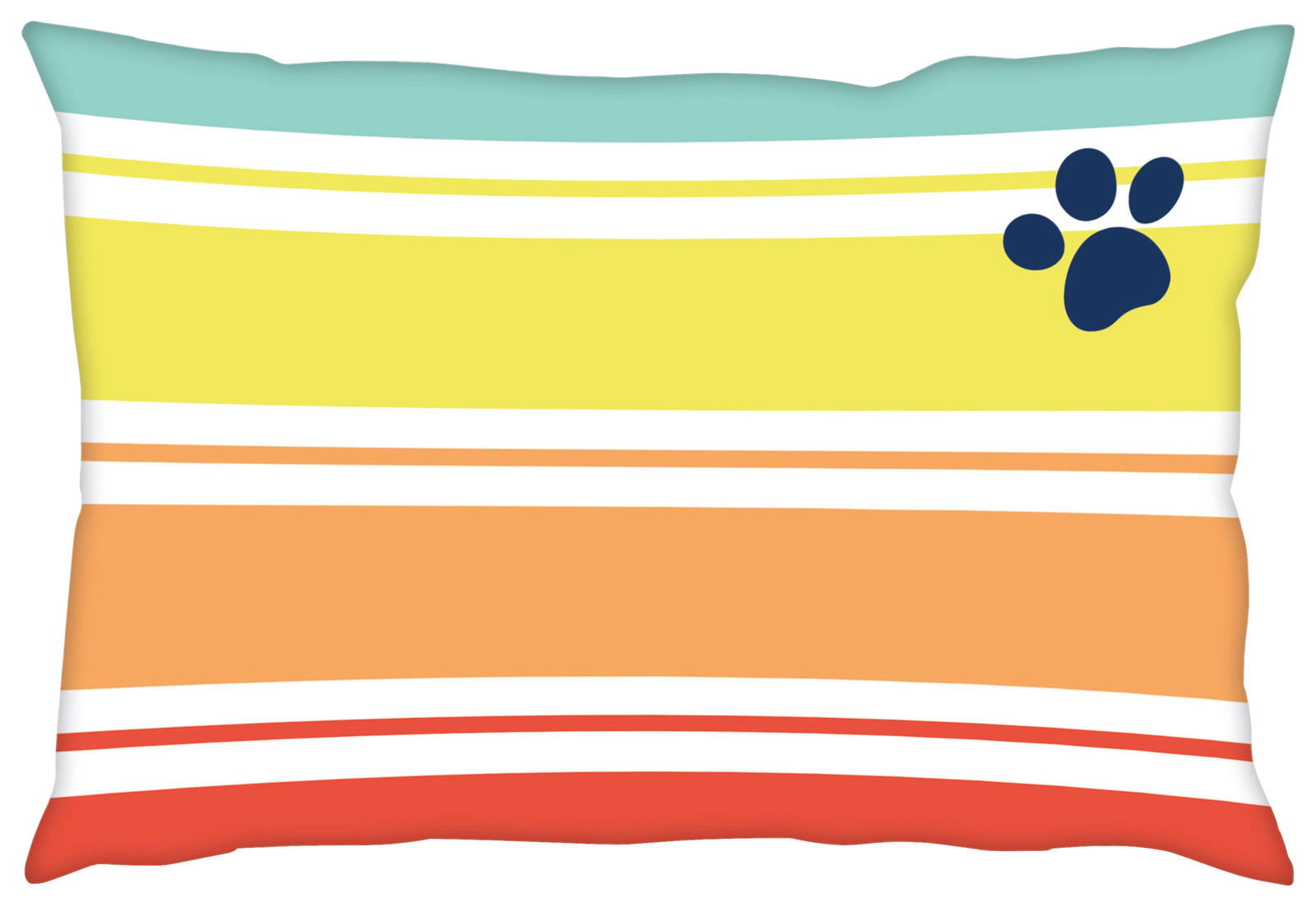 Bunte Renforcé-Bettwäsche mit Streifenmuster und Pfotenabdruck, Vorderansicht