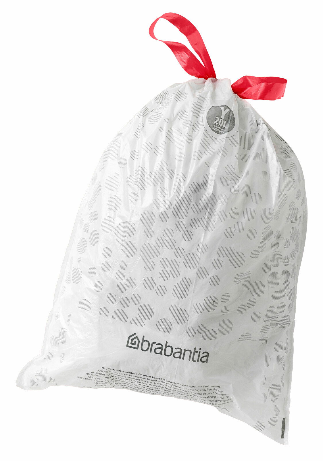 Brabantia Müllbeutel mit rotem Zugband, Vorderansicht