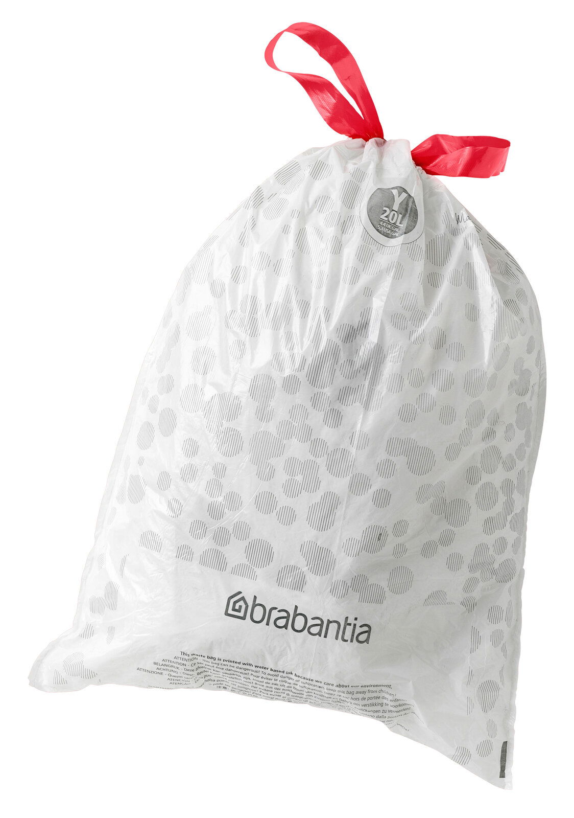 Brabantia Müllbeutel mit rotem Zugband, Vorderansicht