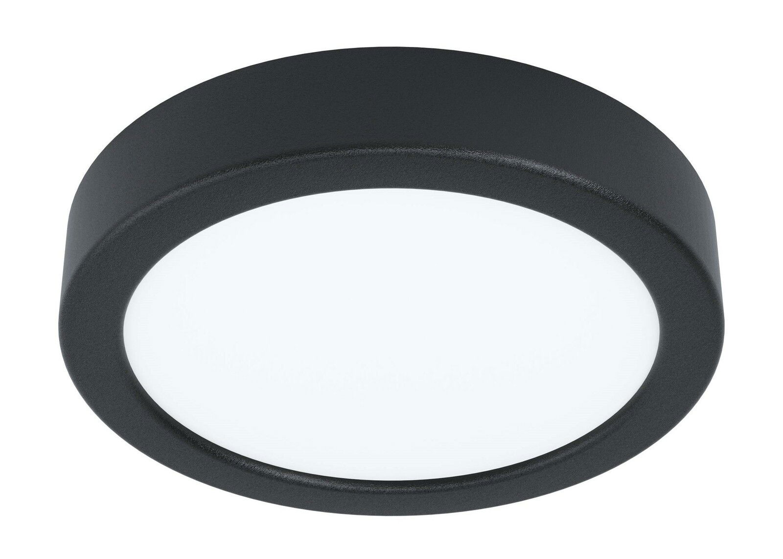 Runde LED Deckenleuchte Fueva 5 in schwarzem Gehäuse, seitliche Perspektive