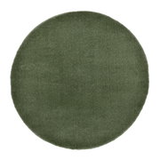 Runder, grüner Teppich mit einem Durchmesser von ca. 200 cm, Ansicht von oben.
