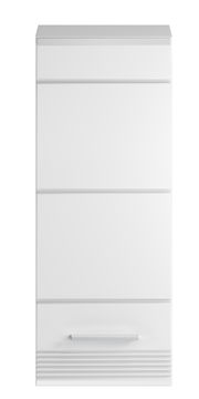 Weißer Hängeschrank mit modernem Design, frontal abgebildet.