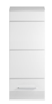Weißer Hängeschrank mit modernem Design, frontal abgebildet.