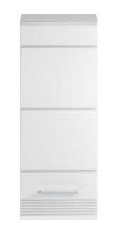 Weißer Hängeschrank mit modernem Design, frontal abgebildet.